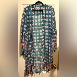 Wonderly Teal and Pink Floral Kimono